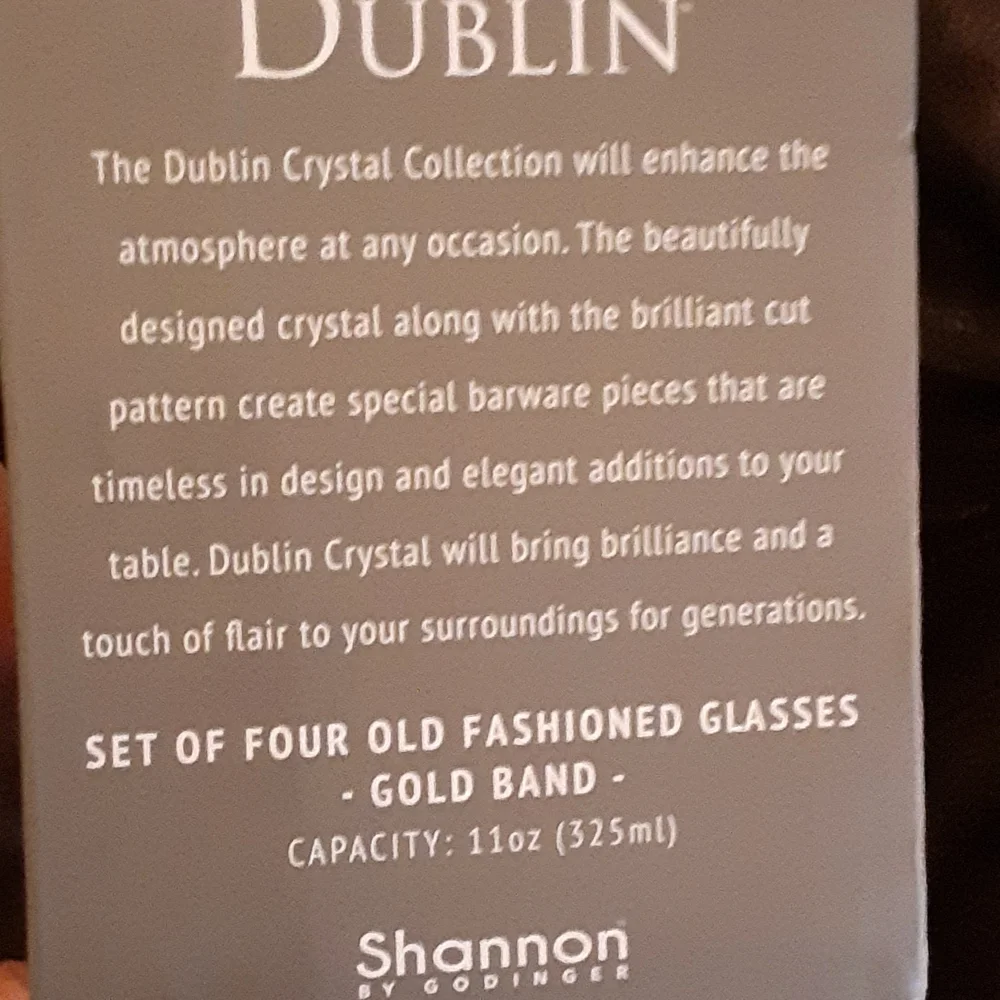 Dublin Collection Cut Crystal set of 4 old fashion glasses gold band 11 oz New…
